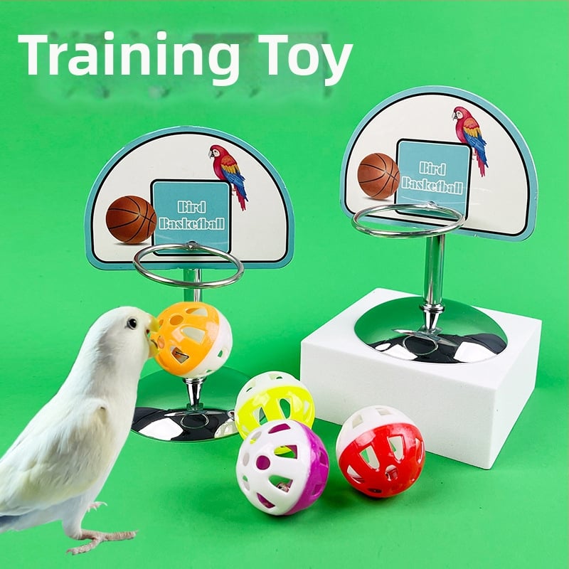Jucărie de antrenament pentru papagali — suport metalic pentru baschet, din oțel inoxidabil, origine Shandong, marcă Happy Parrot, fără a fi importat.