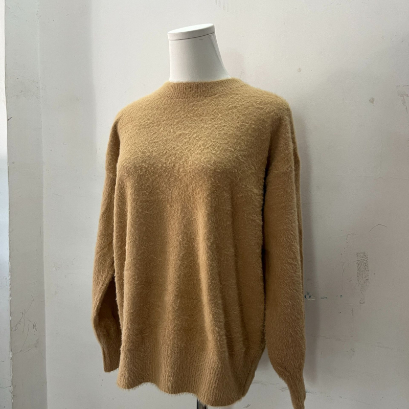 Mohair pleteni džemper s kapuljom – dugi rukavi, ravni kroj, literarno retro Zen stil, 90–95% mohair