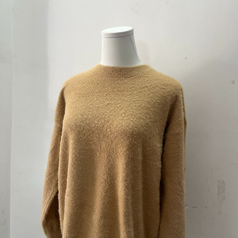 Mohair pleteni džemper s kapuljom – dugi rukavi, ravni kroj, literarno retro Zen stil, 90–95% mohair