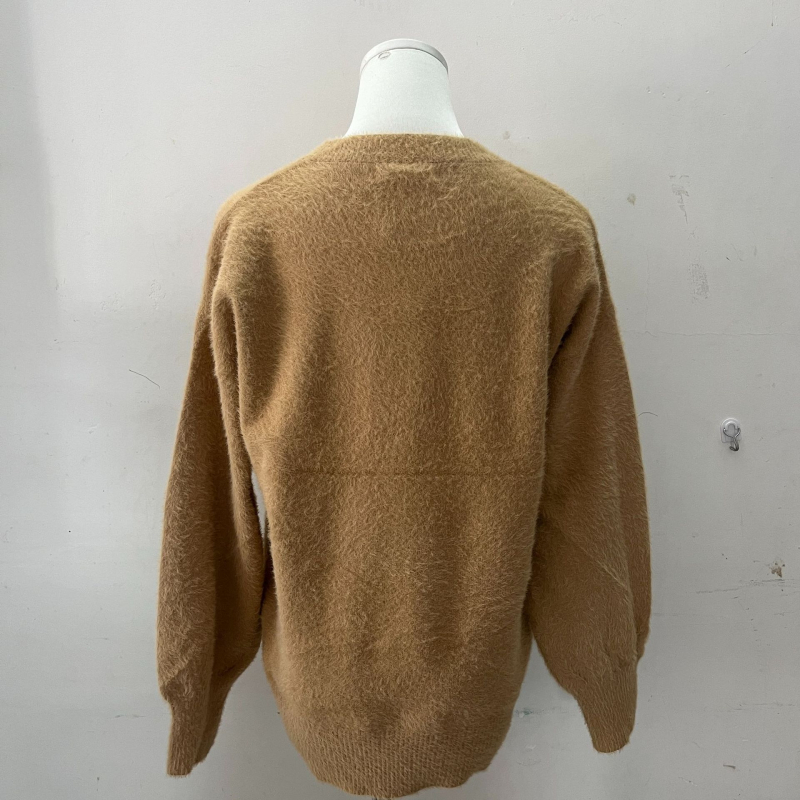 Mohair pleteni džemper s kapuljom – dugi rukavi, ravni kroj, literarno retro Zen stil, 90–95% mohair