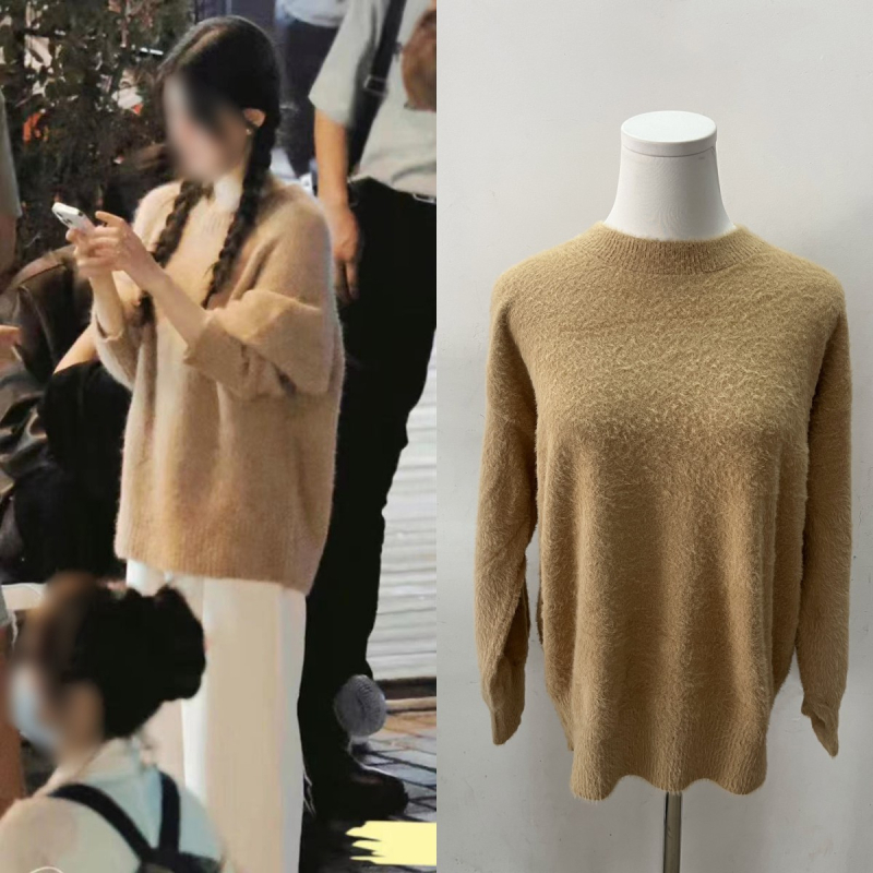 Mohair pleteni džemper s kapuljom – dugi rukavi, ravni kroj, literarno retro Zen stil, 90–95% mohair