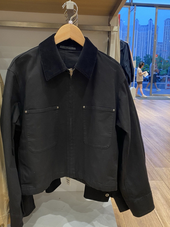 Jakna od mješavine chenille-spandex, dugi rukavi, polo ovratnik sa zatvaranjem na zip, slobodan kroj