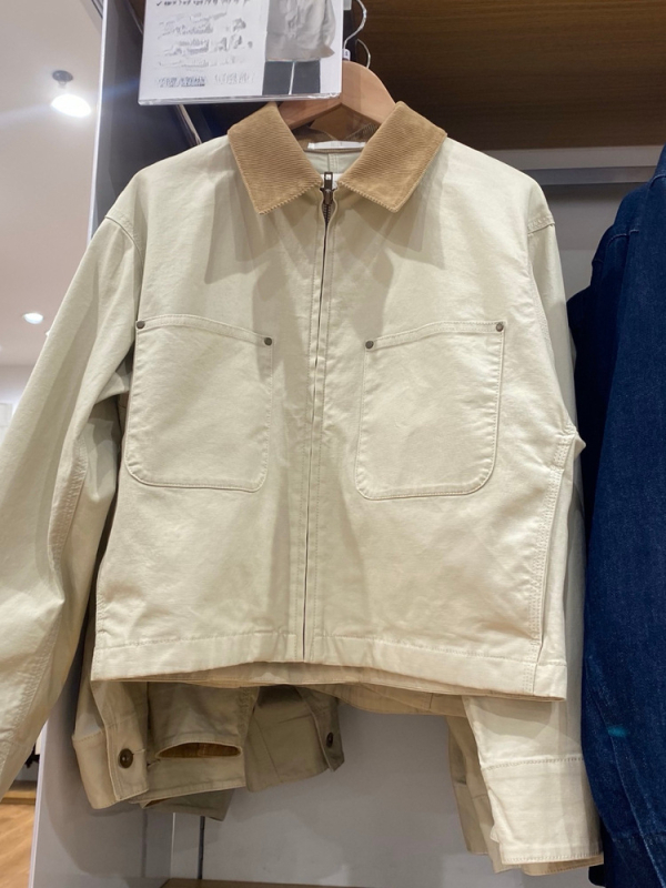 Jakna od mješavine chenille-spandex, dugi rukavi, polo ovratnik sa zatvaranjem na zip, slobodan kroj