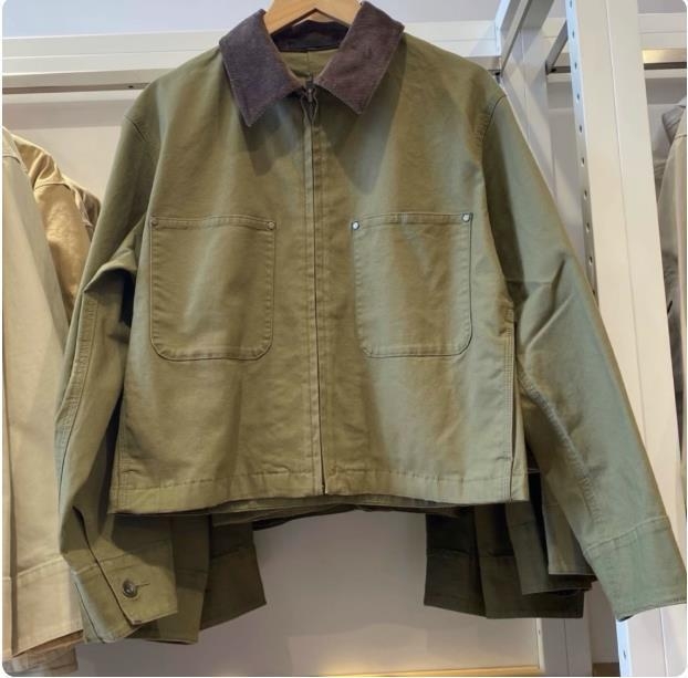 Jakna od mješavine chenille-spandex, dugi rukavi, polo ovratnik sa zatvaranjem na zip, slobodan kroj