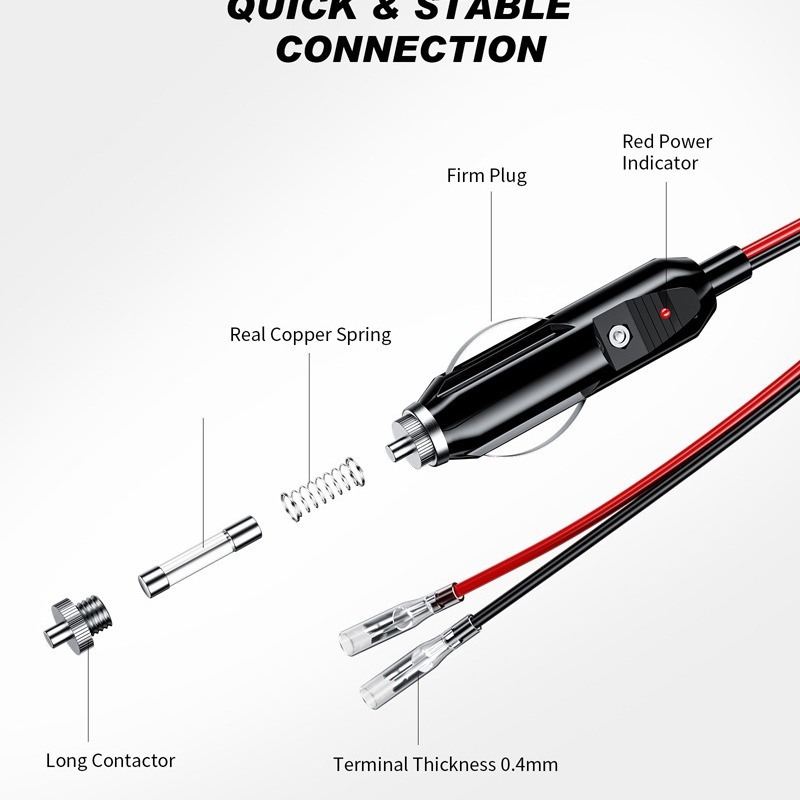 Cablu de alimentare pentru brichetă auto, model Y8-E, material Bakelit, 12–24 V, 250 W, temperatură de lucru 20–60 °C