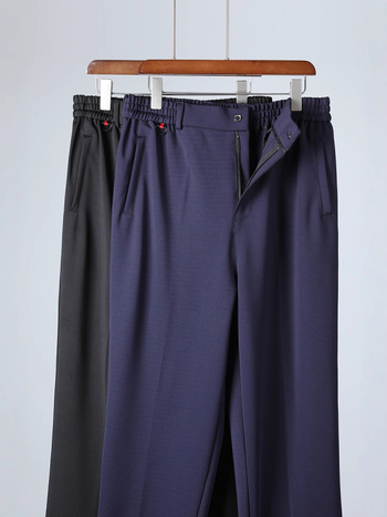 Muške casual hlače za proljeće/jesen s visokim struka, elastičan pojas, ravne nogavice, rastezljiva tkanina, višestruki džepovi