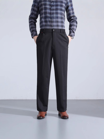 Muške casual hlače za proljeće/jesen s visokim struka, elastičan pojas, ravne nogavice, rastezljiva tkanina, višestruki džepovi