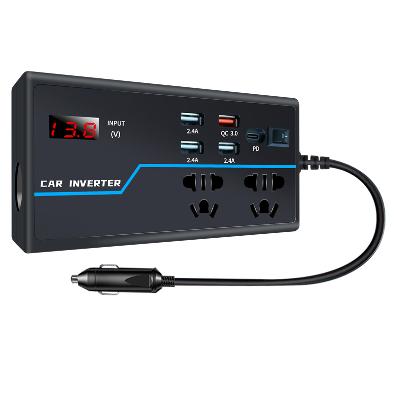 Automobilski inverter BY-1644, 12V/24V na 110V/220V, 100W/200W, s digitalnim zaslonom