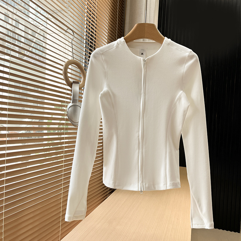 Cardigan slim fit od Lycra sa zatvaračem i polo ovratnikom
