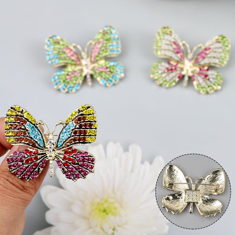 Leptir broška od legure, ukrašena dijamantima, ženski vintage dizajn, dodatak za kaput, Welcome Elegance
