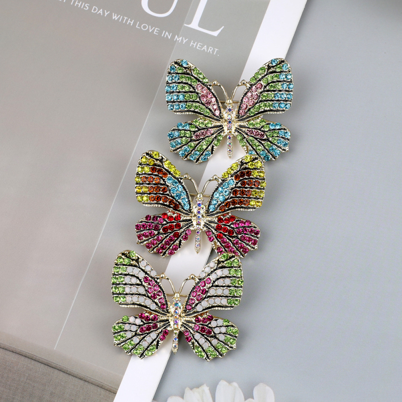 Leptir broška od legure, ukrašena dijamantima, ženski vintage dizajn, dodatak za kaput, Welcome Elegance