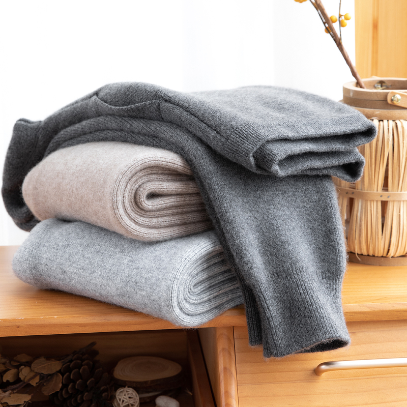 Unisex kašmir duge hlače za bazni sloj, debeli i topli, visok pas, dvostruki sloj, bez šavova.