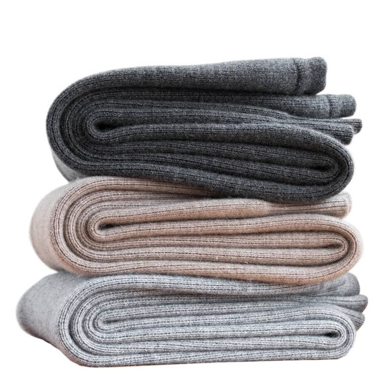 Unisex kašmir duge hlače za bazni sloj, debeli i topli, visok pas, dvostruki sloj, bez šavova.