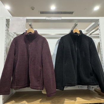 Corduroy jakna s fleece podstavom, kapuljačom, stojeći ovratnik, zatvarač