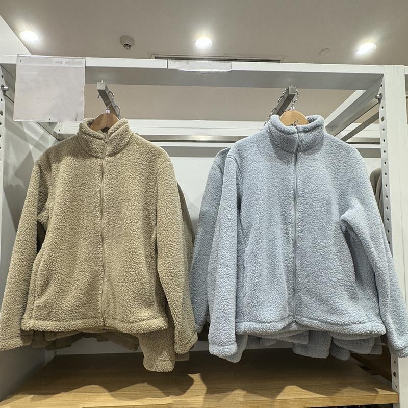 Corduroy jakna s fleece podstavom, kapuljačom, stojeći ovratnik, zatvarač