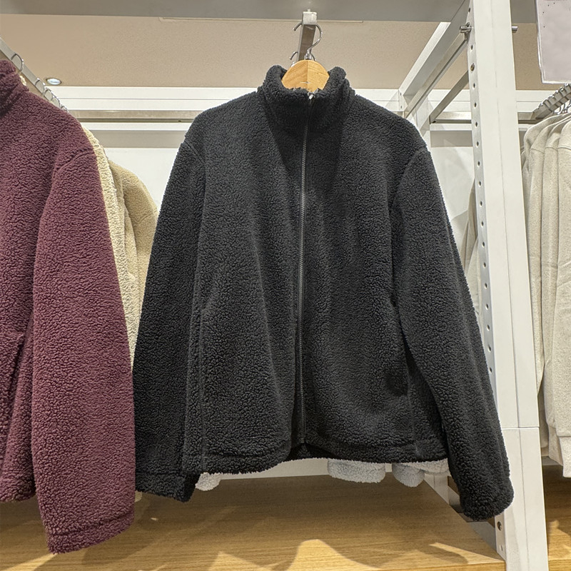 Corduroy jakna s fleece podstavom, kapuljačom, stojeći ovratnik, zatvarač
