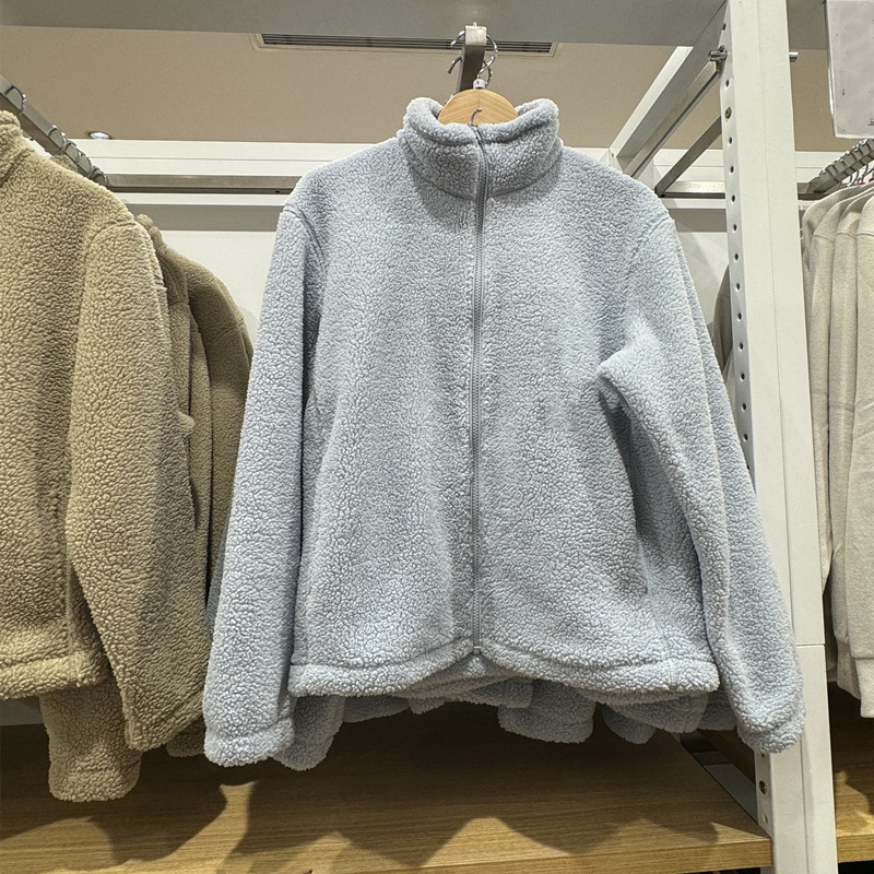 Corduroy jakna s fleece podstavom, kapuljačom, stojeći ovratnik, zatvarač