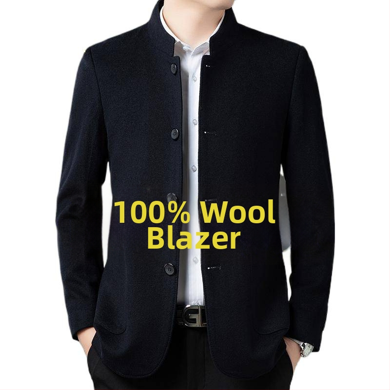 Corduroy kabát so stojatým golierom, zapínanie na jeden rad, voľný strih, patch vrecká