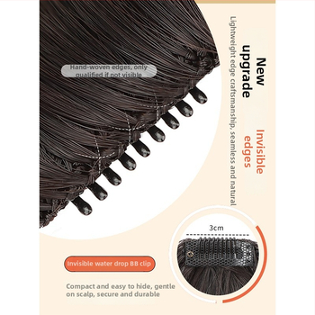 Perucă din păr natural cu breton tip qi, complet lucrată manual, piesă superioară de păr, model ZF-10, nu se poate vopsi cu apă fierbinte