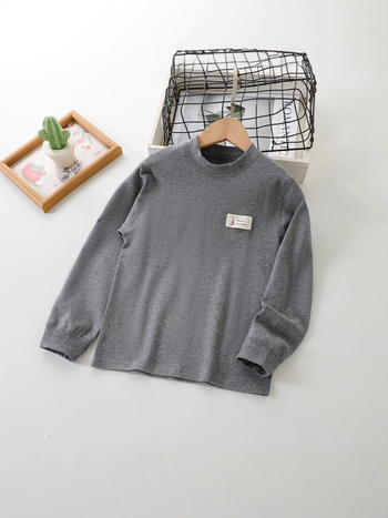 Dječje pamučno osnovno top za bazni sloj s dugim rukavima, okrugli izrez, unisex, mekana tkanina, 100% pamuk, uzrast 3–8 godina