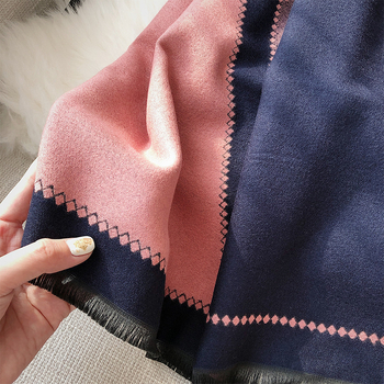 Ženski dvostrani šal od imitacije kašmira, warp-knit jacquard, geometrijski uzorak (zadržava toplinu)
