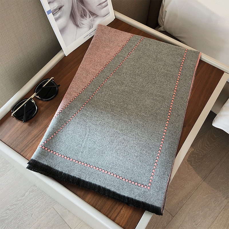Ženski dvostrani šal od imitacije kašmira, warp-knit jacquard, geometrijski uzorak (zadržava toplinu)