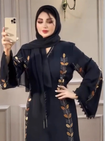 Abaya haljina za žene, duga, A-linija, etnički stil, V-izrez, dugi rukavi, tkivo Tencel