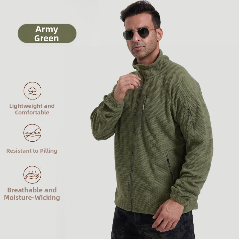 Ζακέτα φλίς με σταθερό γιακά, πολικό φλίς ύφασμα και επένδυση, unisex, διατηρεί τη ζεστασιά