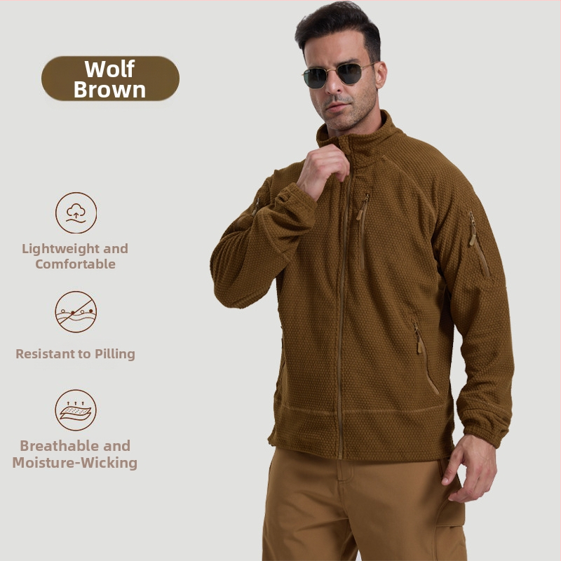 Ζακέτα φλίς με σταθερό γιακά, πολικό φλίς ύφασμα και επένδυση, unisex, διατηρεί τη ζεστασιά