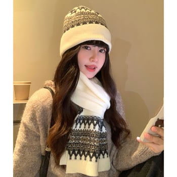 Шал с ромбов модел от арктическо флис, жакардова тъкан, зимен аксесоар, удължен стил