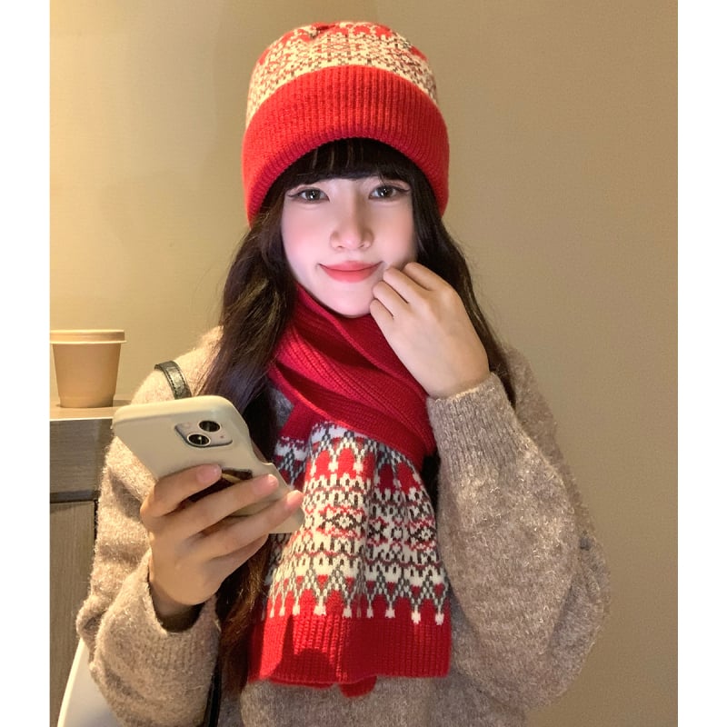 Шал с ромбов модел от арктическо флис, жакардова тъкан, зимен аксесоар, удължен стил