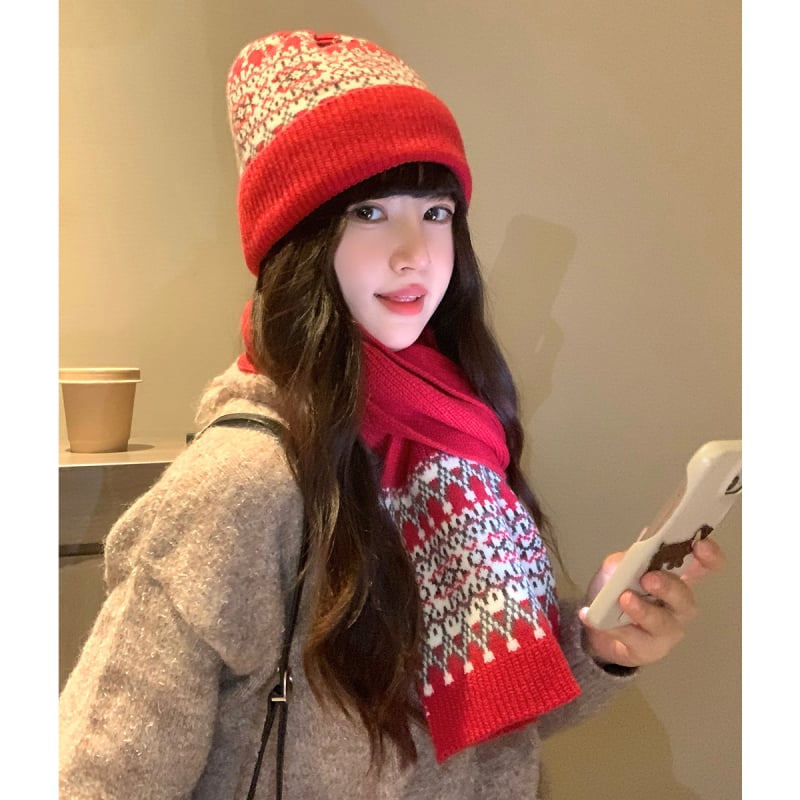 Шал с ромбов модел от арктическо флис, жакардова тъкан, зимен аксесоар, удължен стил