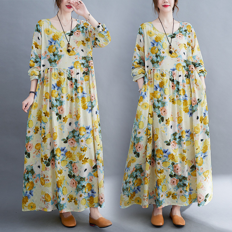Haljina od brokarda s pulover krojem, dugi rukavi, okrugli izrez, elastični pojas, srednja duljina, street stil
