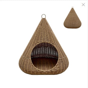 Κλουβί γάτας από PE, συνθετικό ρατάν με πλέξη, ημικλειστή κατασκευή, για όλες τις εποχές, εσωτερική χρήση