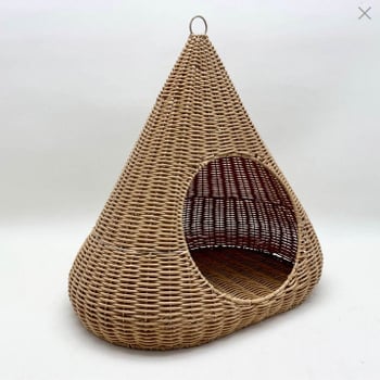 Κλουβί γάτας από PE, συνθετικό ρατάν με πλέξη, ημικλειστή κατασκευή, για όλες τις εποχές, εσωτερική χρήση