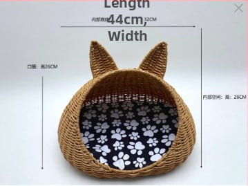 Κλουβί γάτας από PE, συνθετικό ρατάν με πλέξη, ημικλειστή κατασκευή, για όλες τις εποχές, εσωτερική χρήση