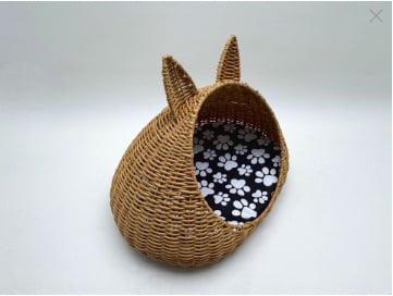 Κλουβί γάτας από PE, συνθετικό ρατάν με πλέξη, ημικλειστή κατασκευή, για όλες τις εποχές, εσωτερική χρήση