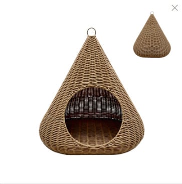 Κλουβί γάτας από PE, συνθετικό ρατάν με πλέξη, ημικλειστή κατασκευή, για όλες τις εποχές, εσωτερική χρήση