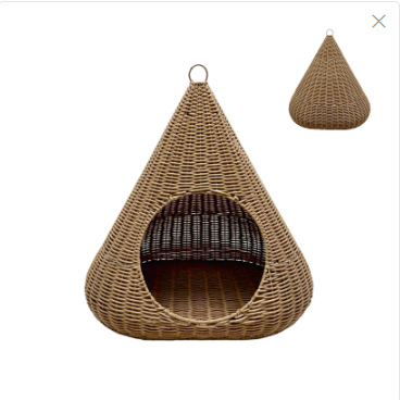 Κλουβί γάτας από PE, συνθετικό ρατάν με πλέξη, ημικλειστή κατασκευή, για όλες τις εποχές, εσωτερική χρήση