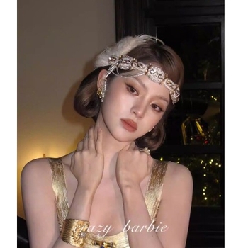 Band za kosu u Old Money stilu, poliester, ručno tkano, parni uzorak, proljeće 2026