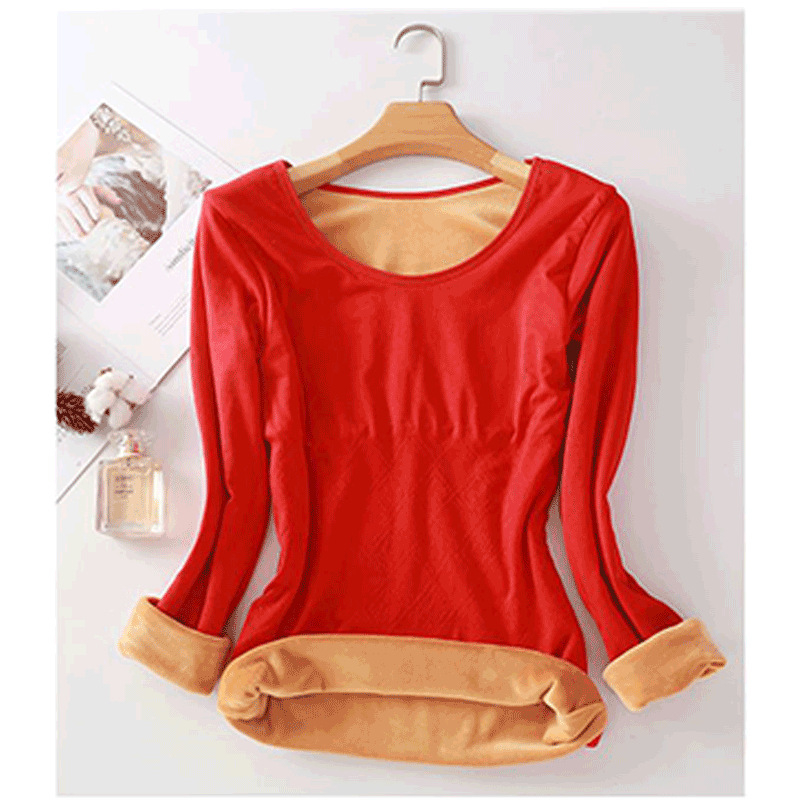 Meleg fleece-béléssel ellátott bambuszrost alapréteg felső, kerek nyakú, dupla réteg, 3/4-es ujj