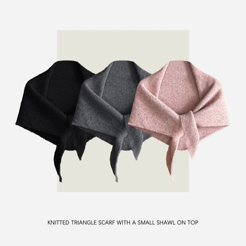 Wang Qizhi Šal za žene, trokutasti pleteni, zima, toplina i svestranost, ručno kukičani pleteni, poliester
