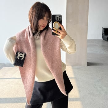 Wang Qizhi Šal za žene, trokutasti pleteni, zima, toplina i svestranost, ručno kukičani pleteni, poliester