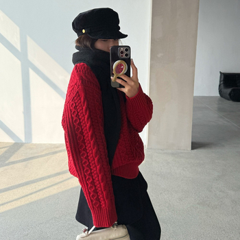 Wang Qizhi Šal za žene, trokutasti pleteni, zima, toplina i svestranost, ručno kukičani pleteni, poliester