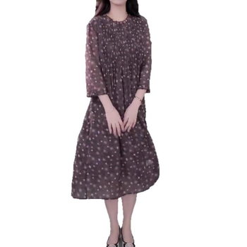 Kapok Forest cvjetna šifon haljina, elegantan stil, duljina 99 cm, poliester 90–95% (glavna tkanina), sekundarno poliester ispod 30%, proljeće 2025