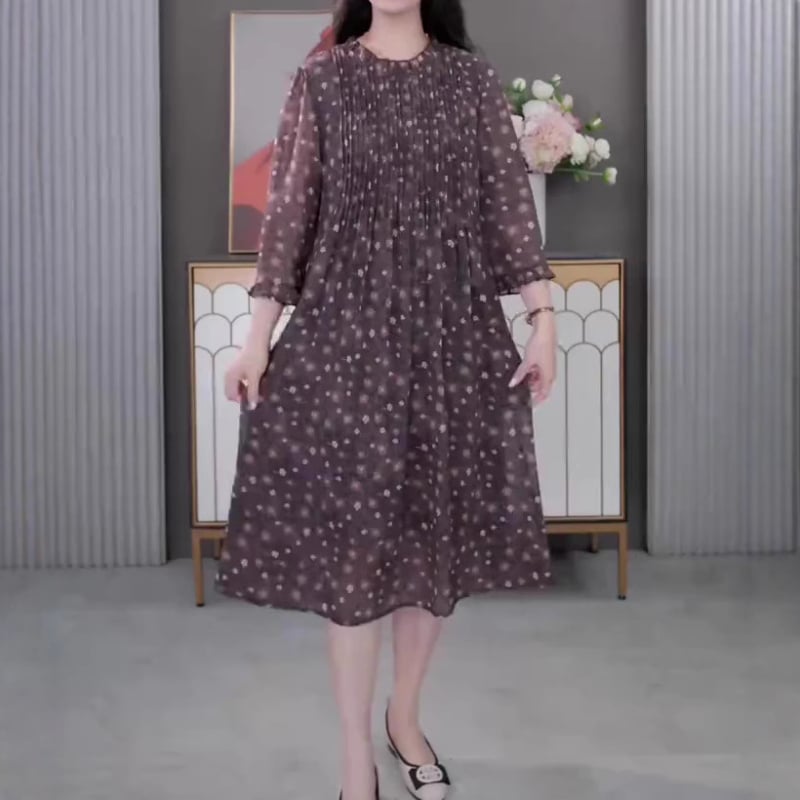 Kapok Forest cvjetna šifon haljina, elegantan stil, duljina 99 cm, poliester 90–95% (glavna tkanina), sekundarno poliester ispod 30%, proljeće 2025