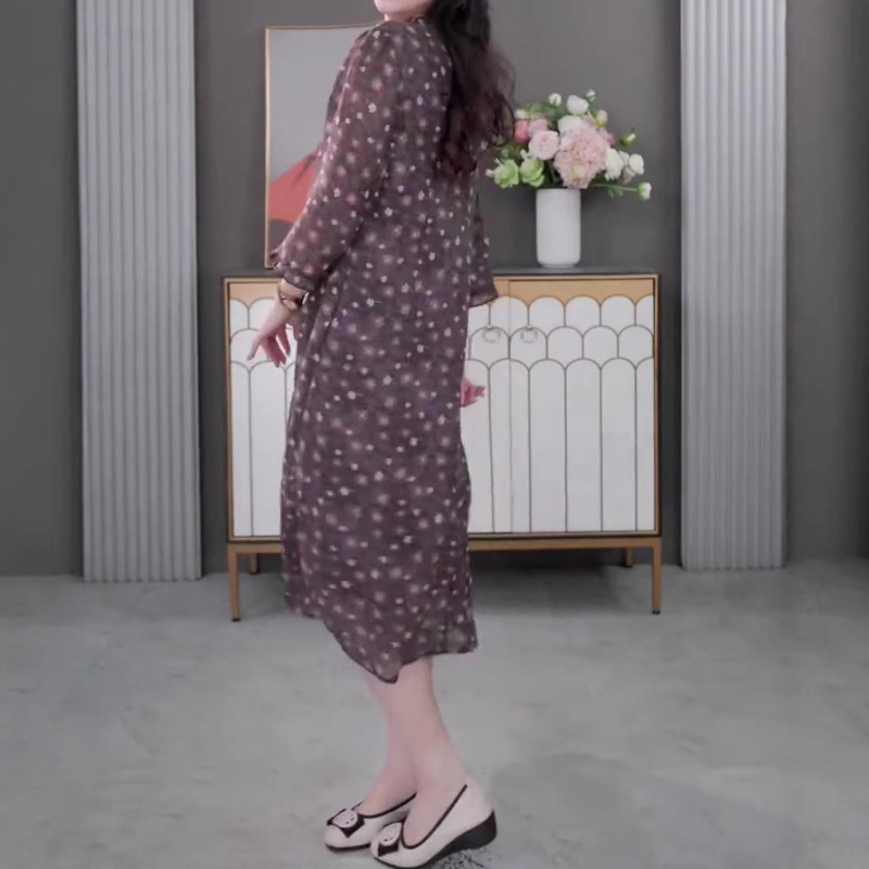 Kapok Forest cvjetna šifon haljina, elegantan stil, duljina 99 cm, poliester 90–95% (glavna tkanina), sekundarno poliester ispod 30%, proljeće 2025