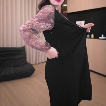 Haljina od čipke šifona – Proljeće 2025; Materijal: šifon; Poliester 90–95%; Duljina: 99 cm; Elegantnog stila
