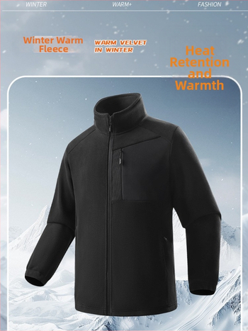 Ανδρικό φλίς μπουφάν με γραφένια επένδυση, εσωτερική φλίς επένδυση, κουκούλα και ψηλή λαιμό, θερμικό εξωτερικό μπουφάν για φθινοπωρινό-χειμερινό εξωτερικό χώρο