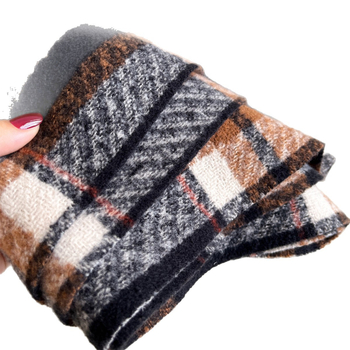 Ženski zimski šal s resicama, karirani geometrijski uzorak, warp pletenje, poliester (imitacija kašmira), topao, srednje duljine